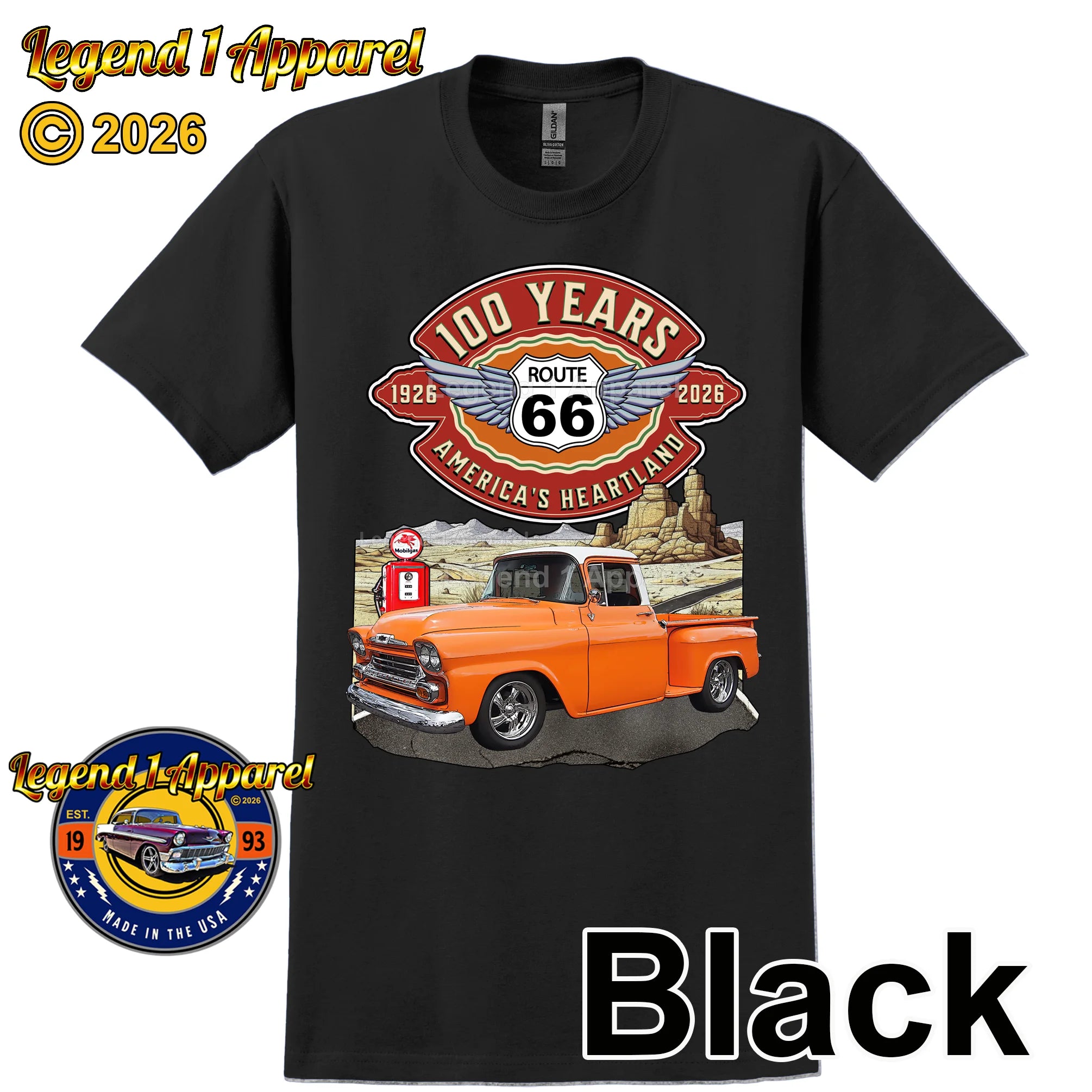 1958 Chevrolet Pick up Classic Truck Graphic Tee – Route 66 100 Years T-Shirt