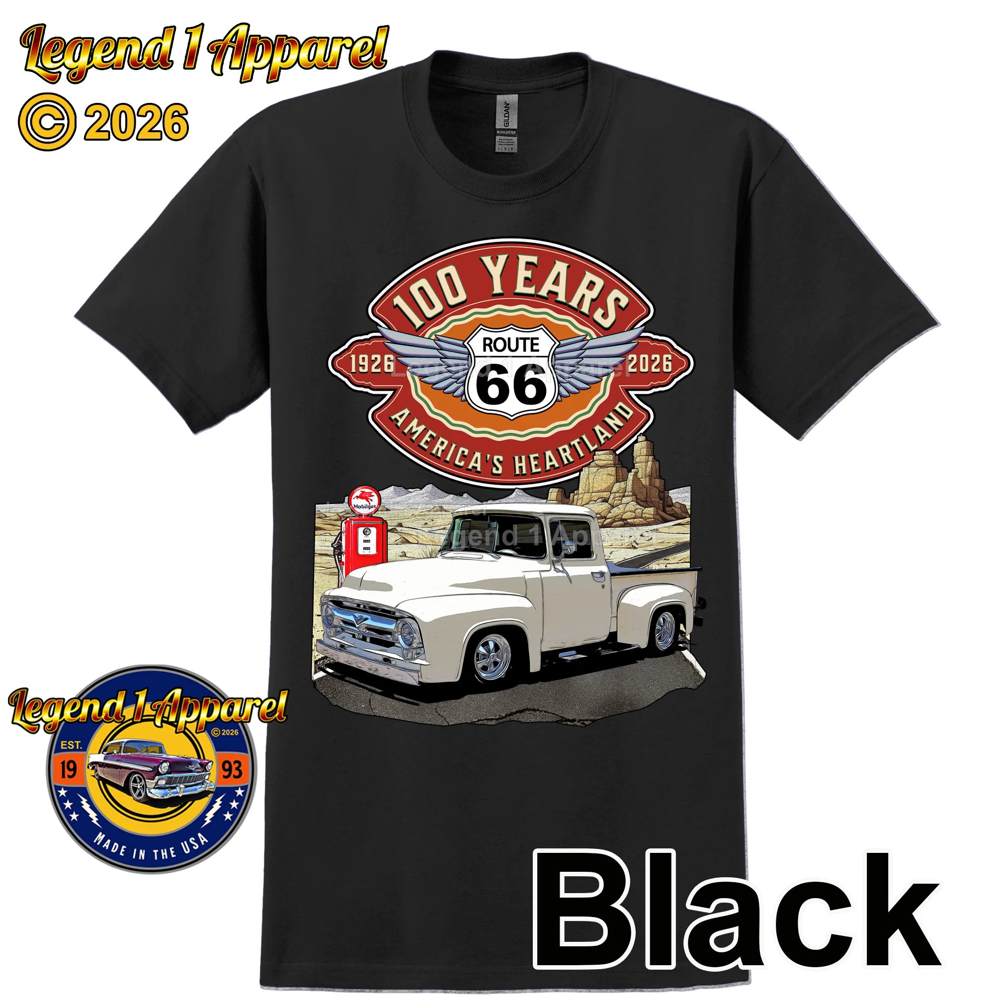 1956 Ford Pick Up Classic Truck Graphic Tee – Route 66 100 Years T-Shirt