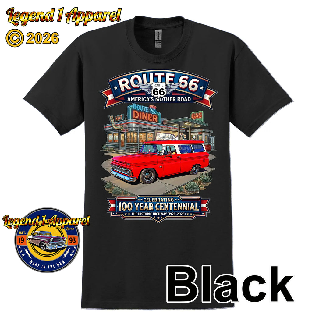 1966 Chevrolet Suburban Carryall Classic Truck Graphic Tee – Route 66 Centennial T-Shirt