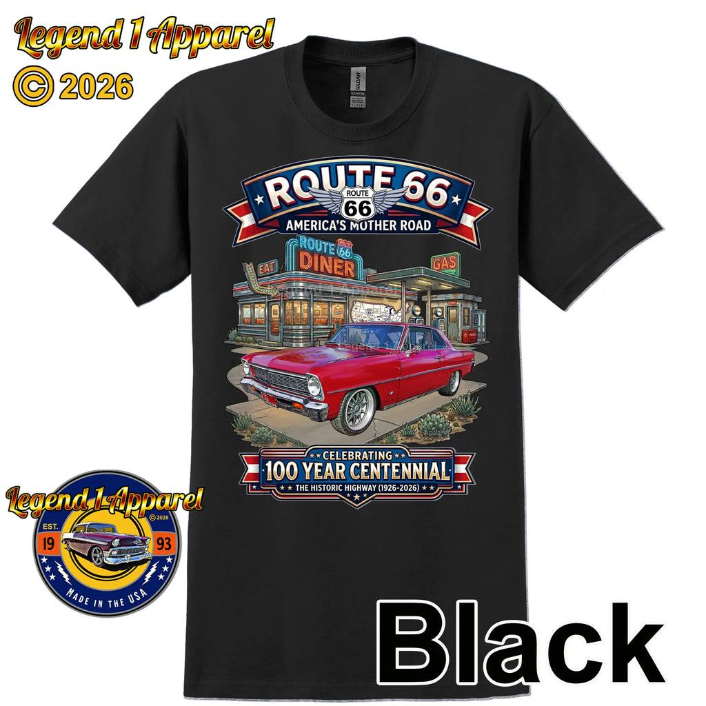1966 Chevrolet Nova SS Classic Car Graphic Tee – Route 66 Centennial T-Shirt