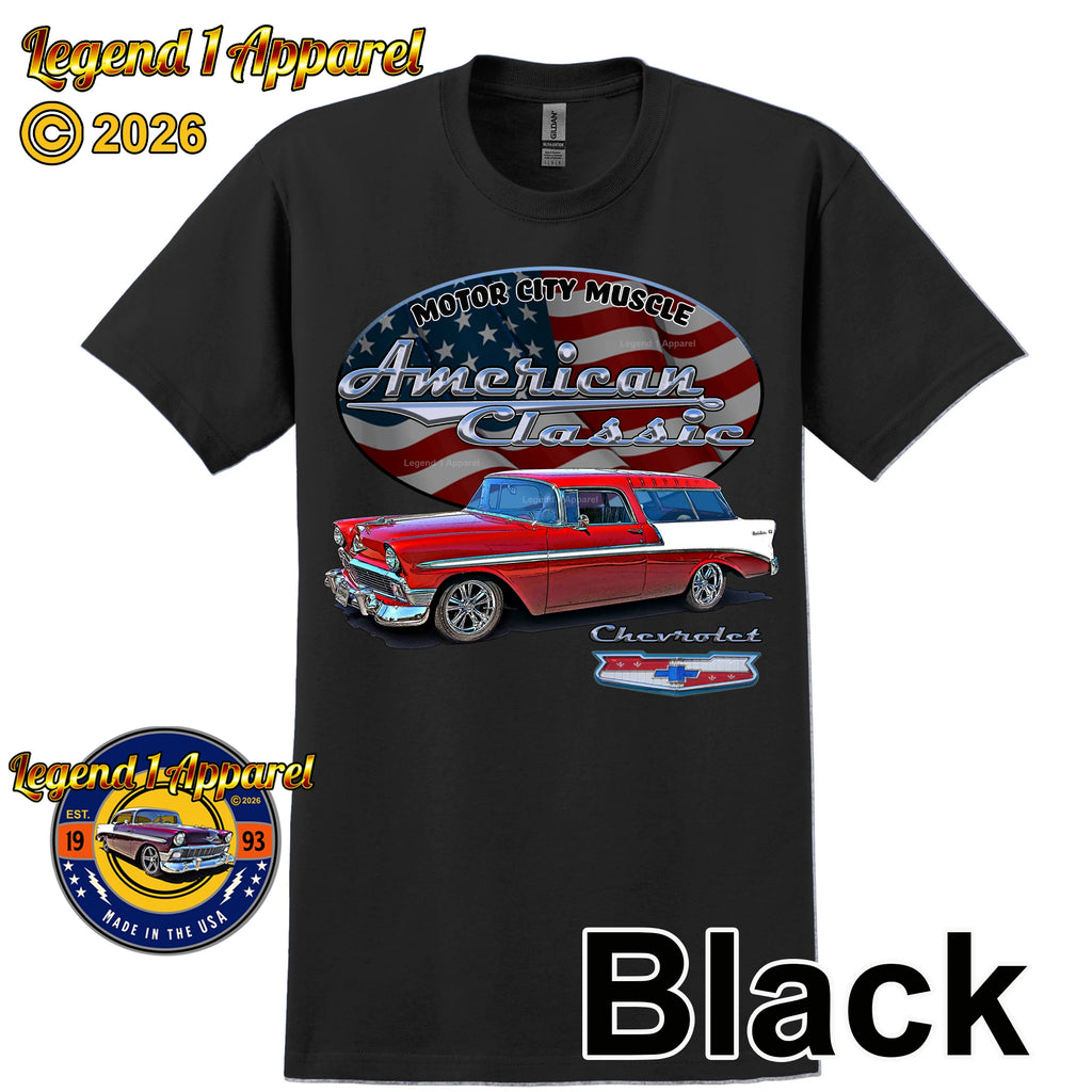 1956 Chevrolet Bel Air Nomad - American Classic Muscle Car T-shirt