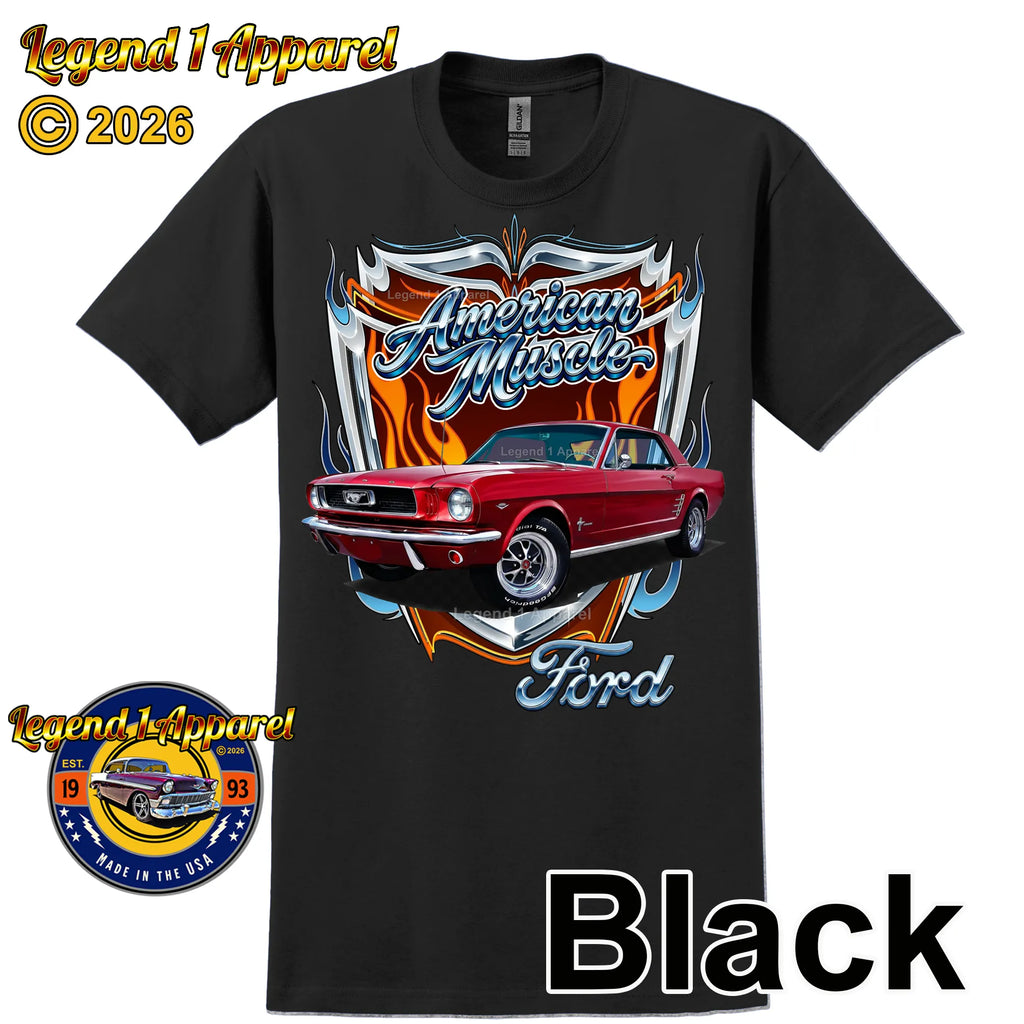 1966 Ford Mustang Hardtop Car Graphic Tee – American Muscle T-Shirt
