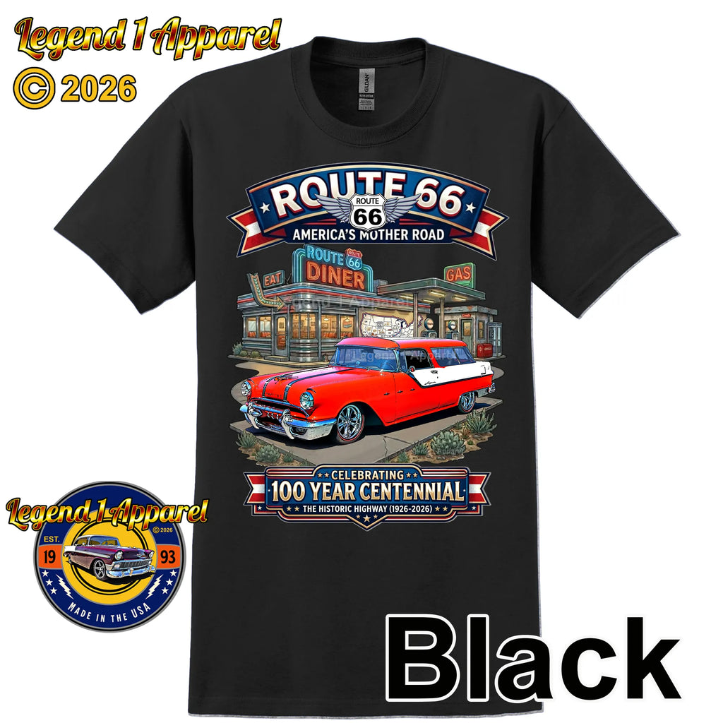 1955 Pontiac Safari Wagon Classic Car Graphic Tee – Route 66 Centennial T-Shirt