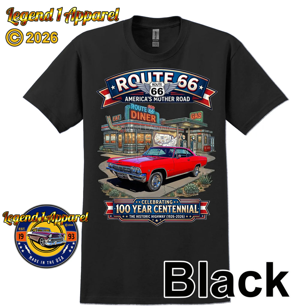 1965 Chevrolet Impala SS Classic Car Graphic Tee – Route 66 Centennial T-Shirt