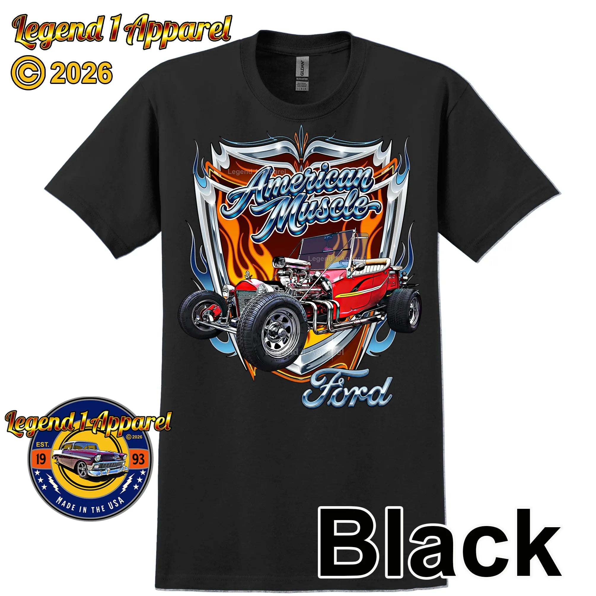 1923 Ford T Bucket American Muscle T-Shirt – 23 Ford Car Graphic Tee