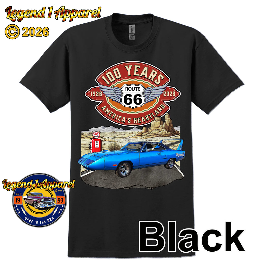 1970 Plymouth RoadRunner Superbird Classic Car Graphic Tee – Route 66 100 Years T-Shirt (Copy)