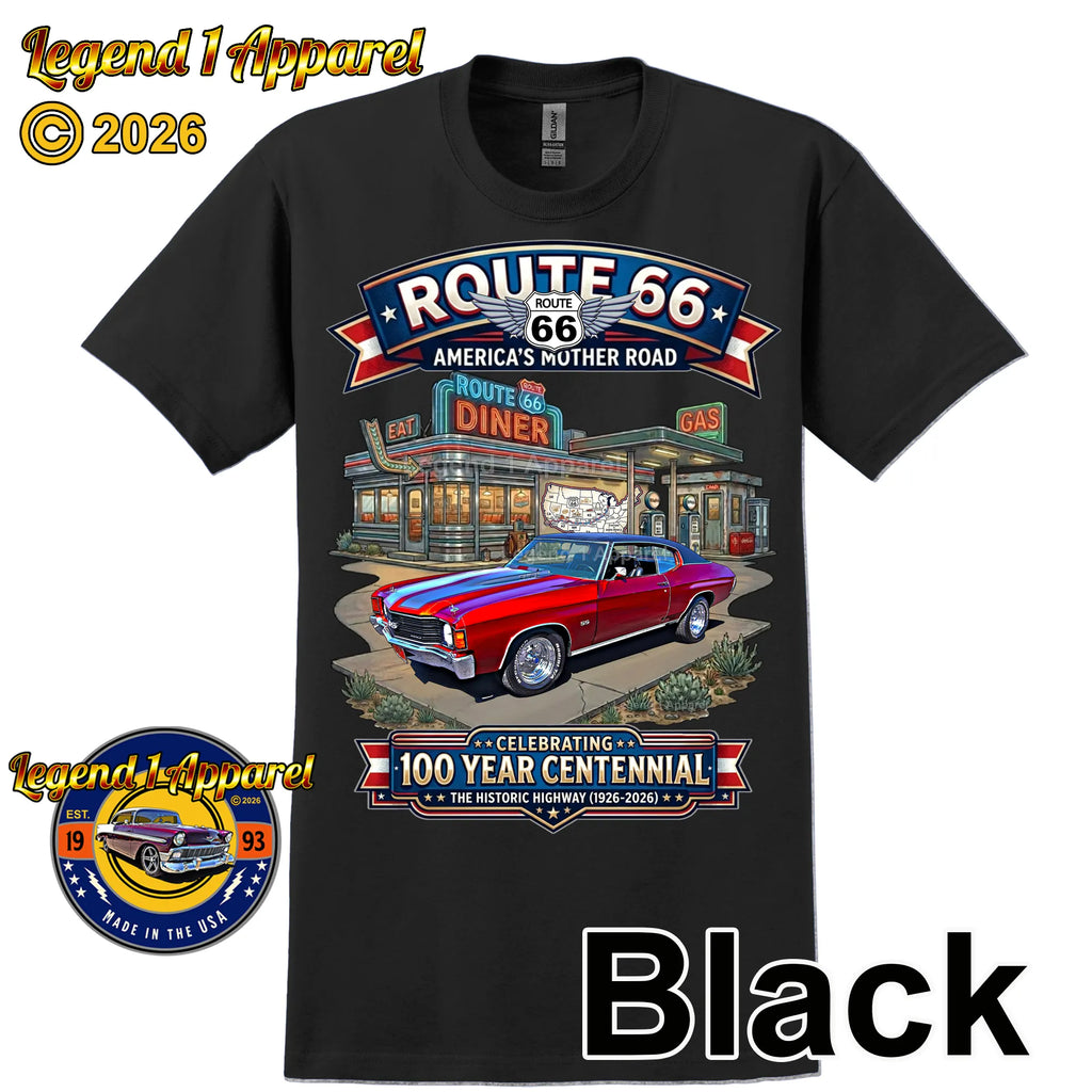 1972 Chevrolet Chevelle SS Classic Car Graphic Tee – Route 66 Centennial T-Shirt