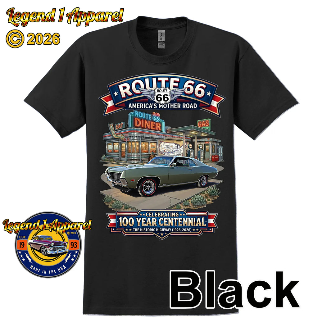 1970 Ford Torino Classic Car Graphic Tee – Route 66 Centennial T-Shirt