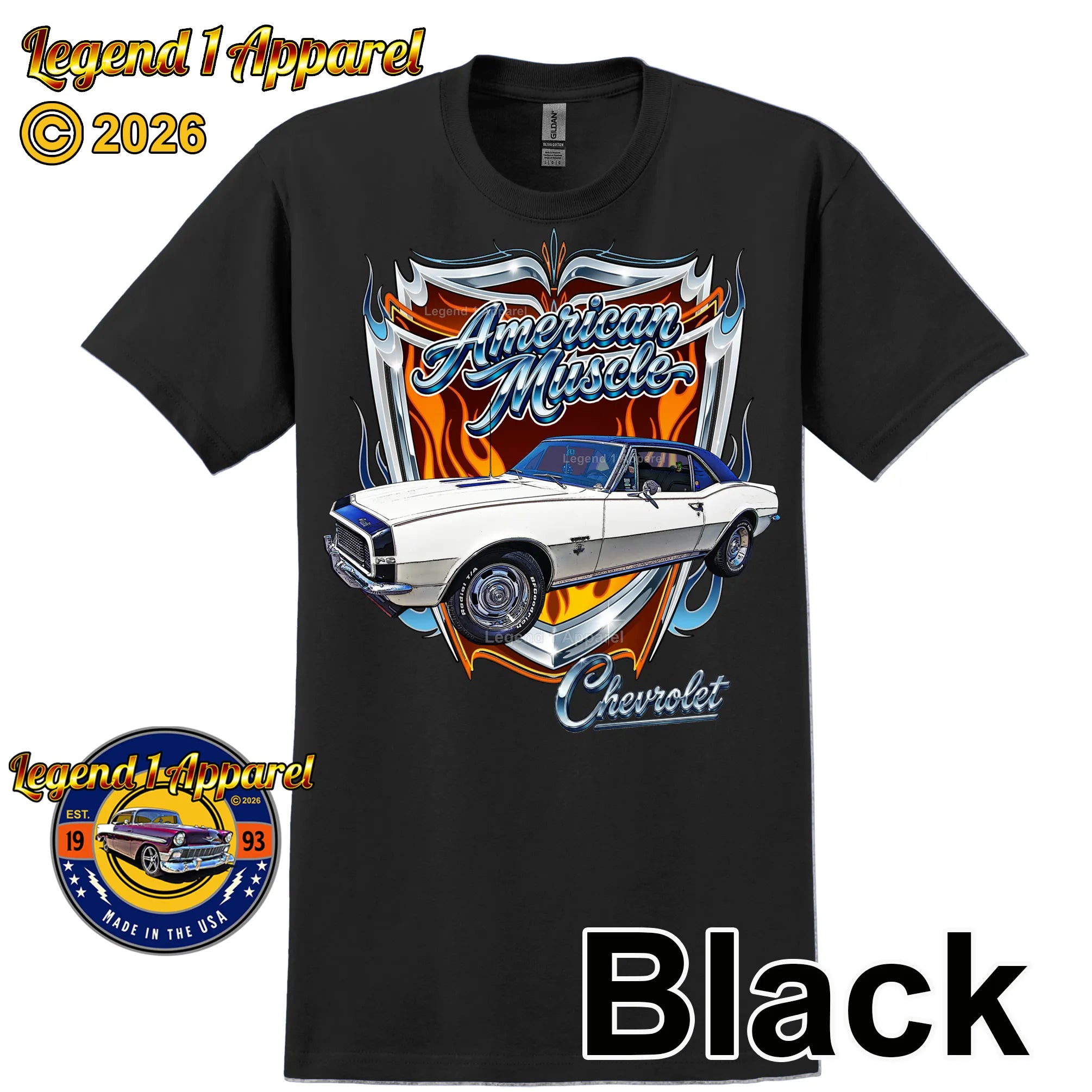 1967 Chevrolet Camaro American Muscle T-Shirt – 67 Chevy Classic Car Graphic Tee