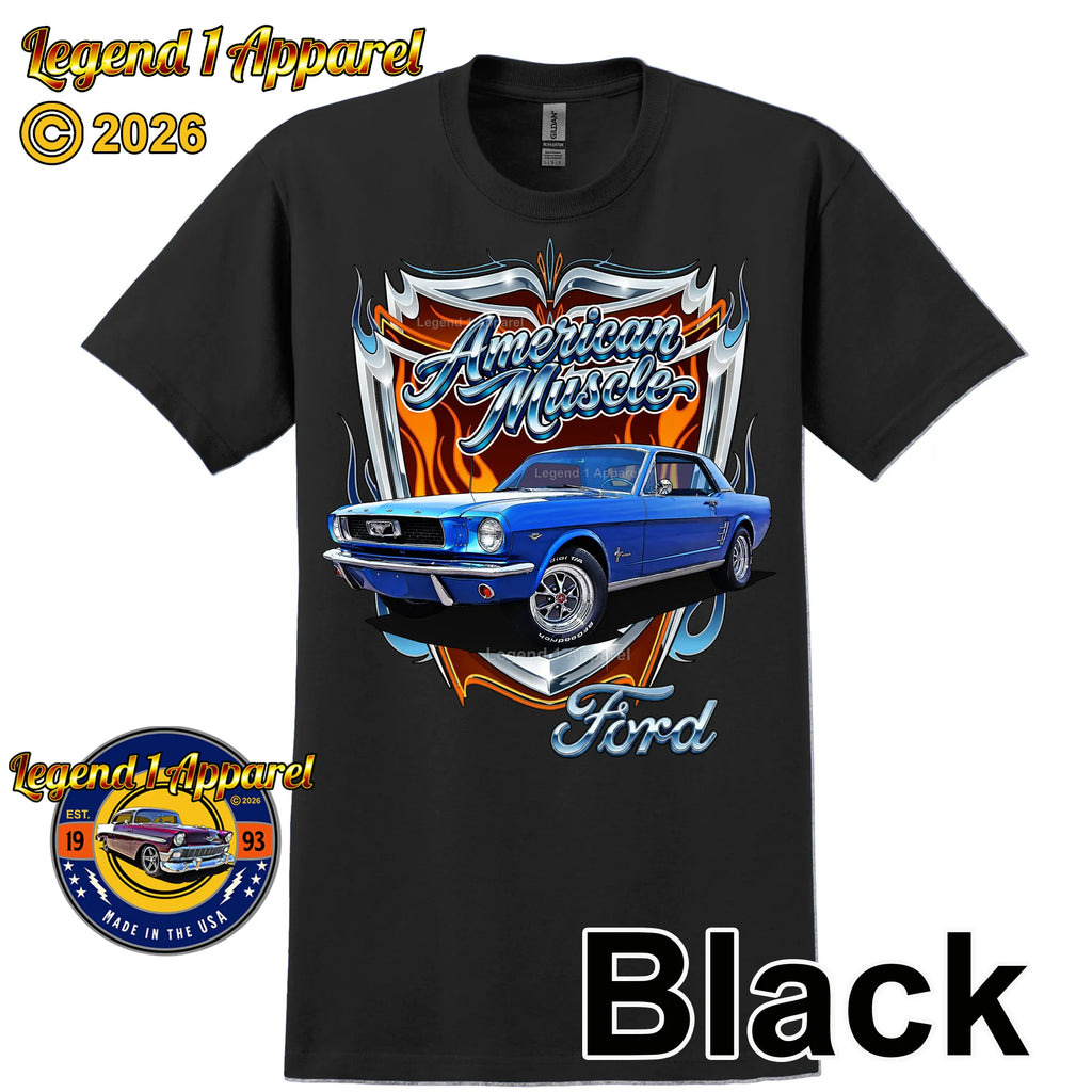 1966 Ford Mustang Hardtop Car Graphic Tee – American Muscle T-Shirt