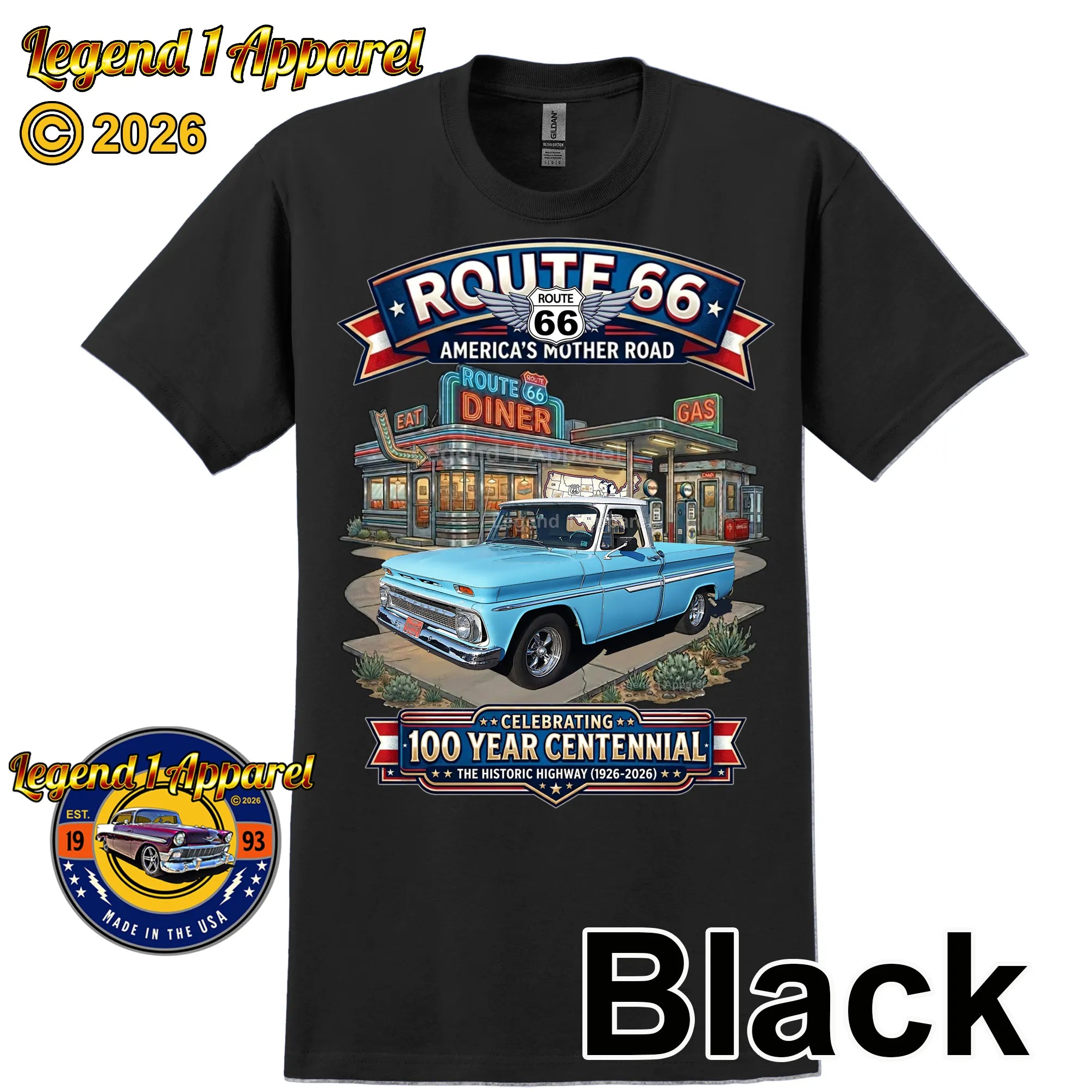 1964 Chevrolet Pick Up Classic Truck Graphic Tee – Route 66 Centennial T-Shirt