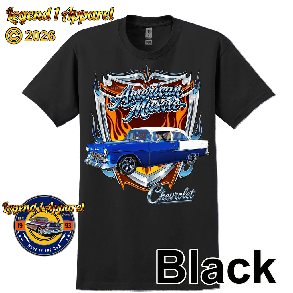 1955 Chevy Bel Air American Muscle T-Shirt –55 Chevrolet Bel Air Classic Car Graphic Tee