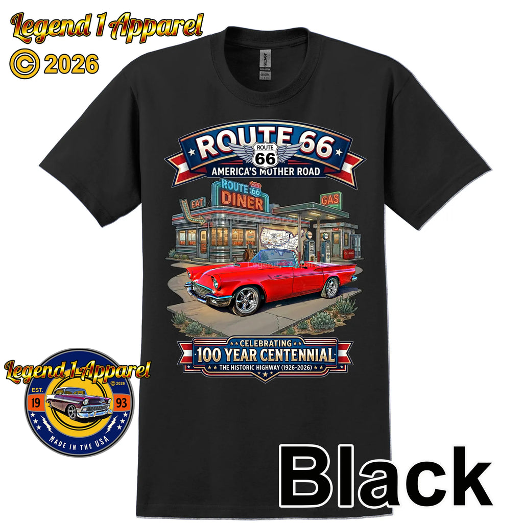 1957 Ford Thunderbird Classic Car Graphic Tee – Route 66 Centennial T-Shirt
