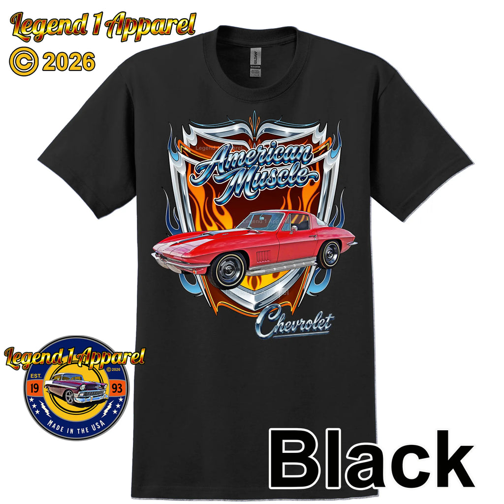 1967 Chevrolet Corvette C2 American Muscle T-Shirt – 67 Chevy Classic Car Graphic Tee