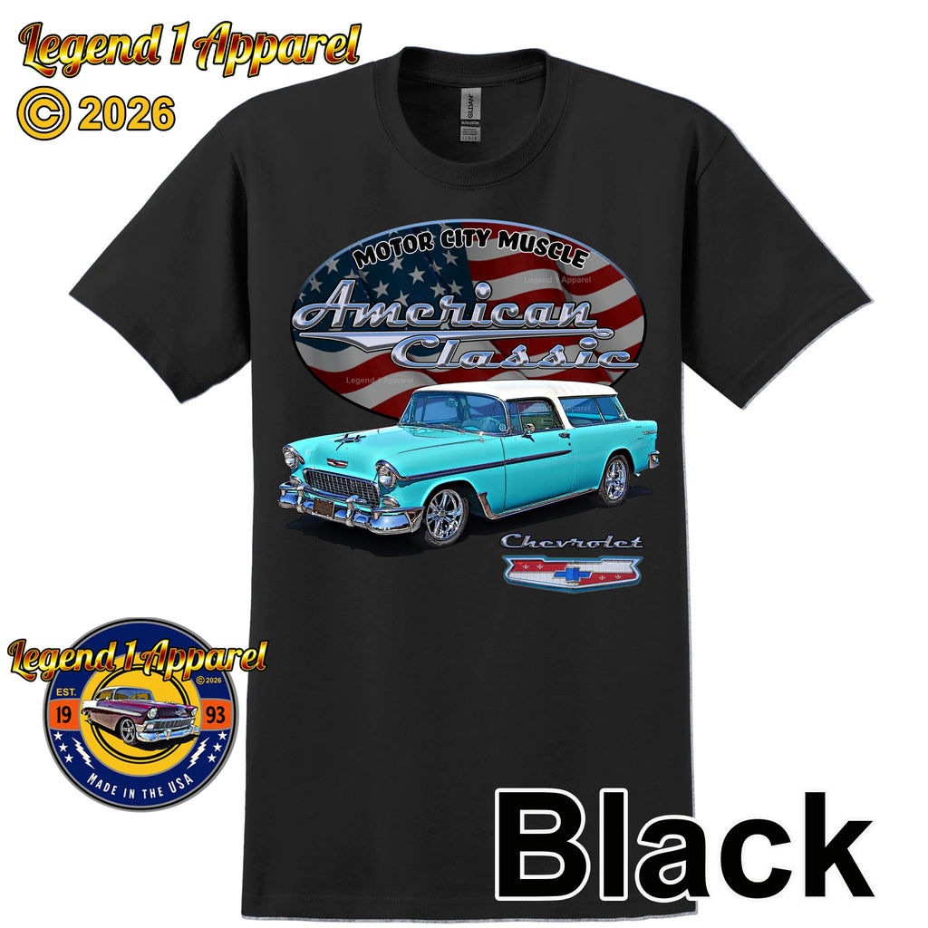1955 Chevrolet Bel Air Nomad - American Classic Muscle Car T-shirt