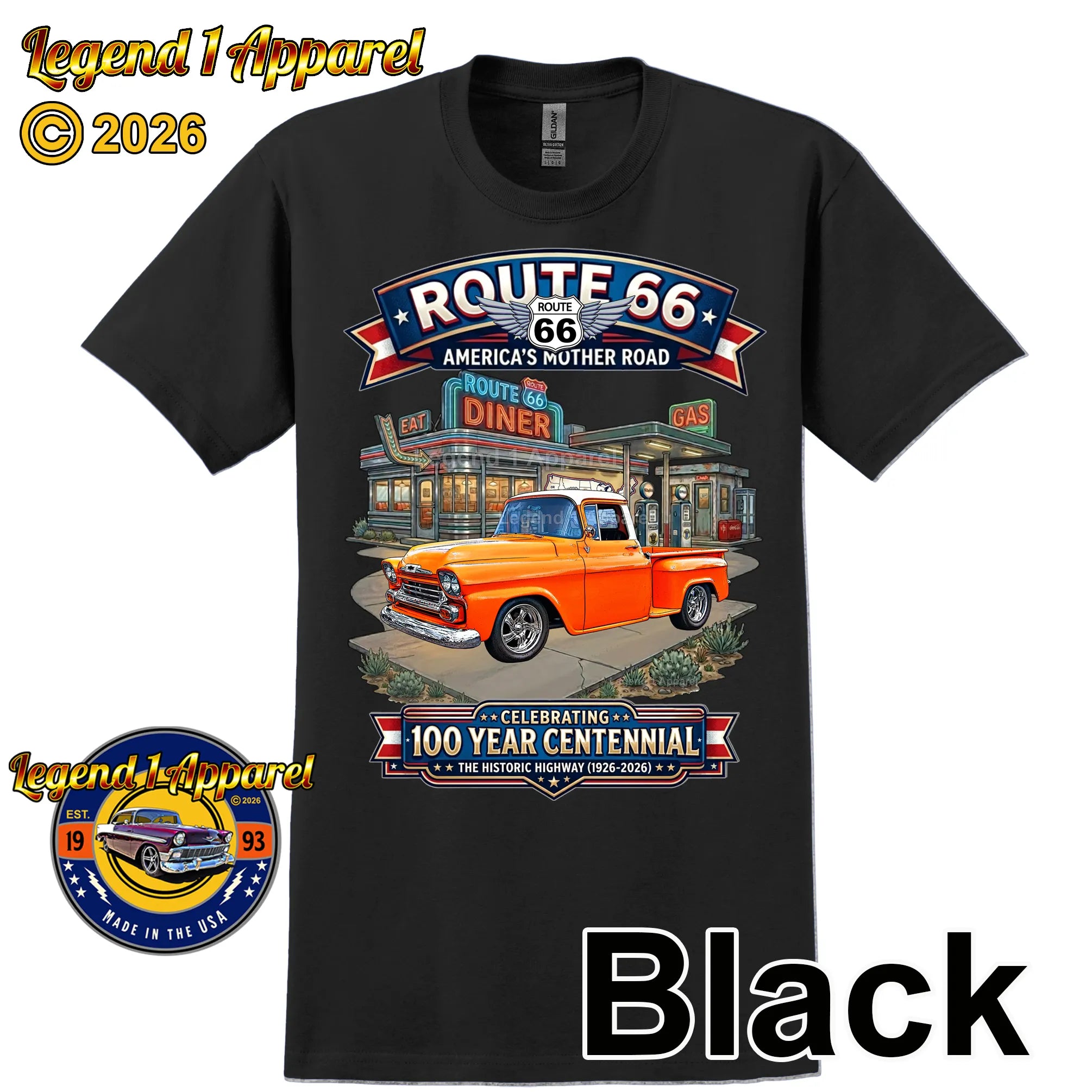 1958 Chevrolet Pick Up Classic Truck Graphic Tee – Route 66 Centennial T-Shirt