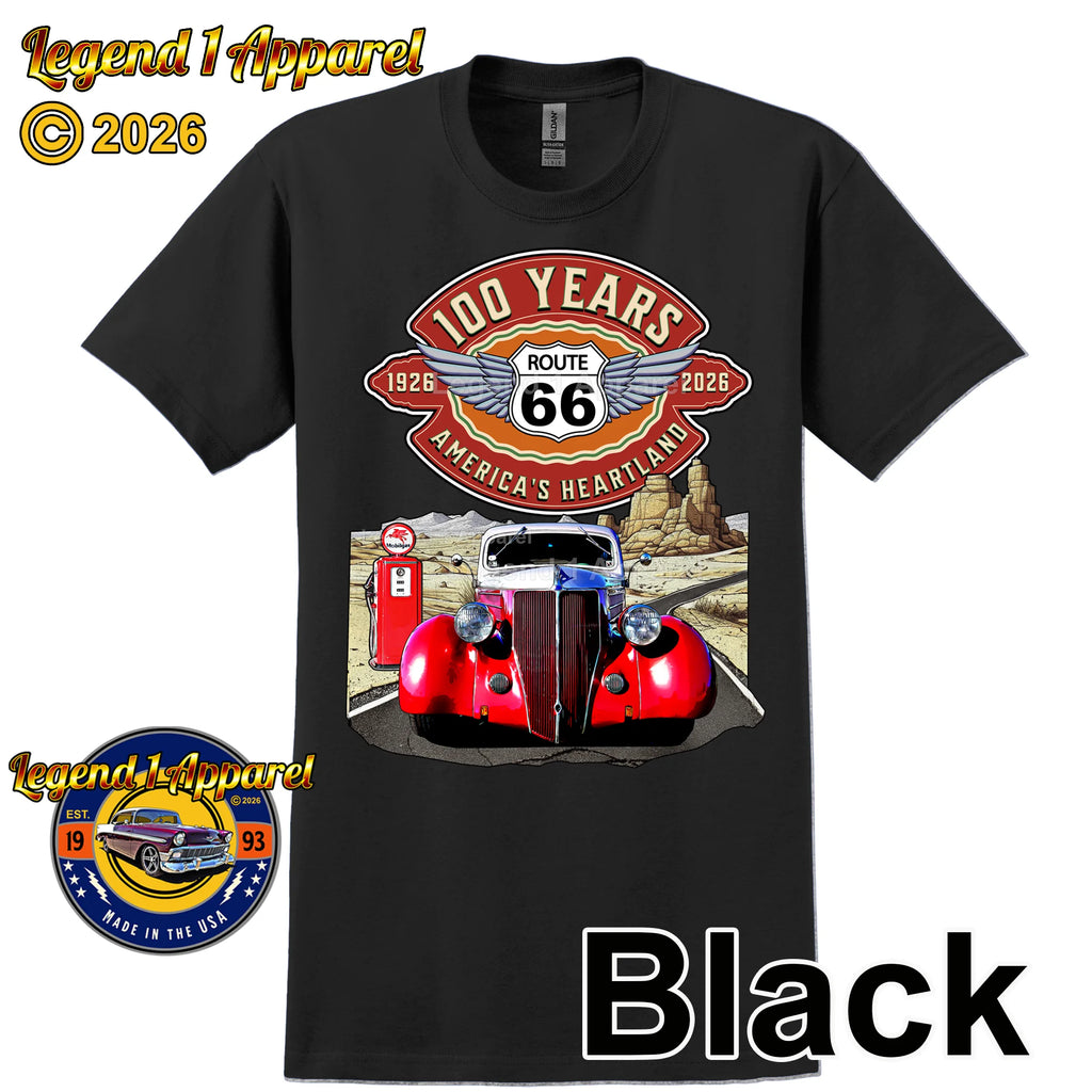 1936 Ford Coupe Classic Car Graphic Tee – Route 66 100 Years T-Shirt