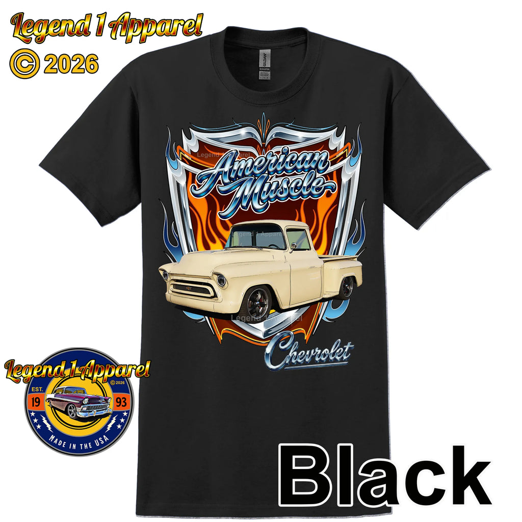 1957 Chevrolet Truck American Muscle T-Shirt – 57 Chevy Classic Pick Up Graphic Tee