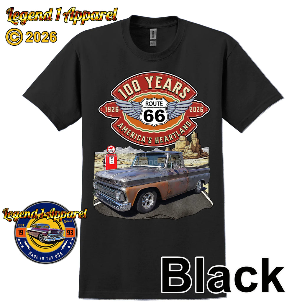 1965 Chevrolet Pick up Classic Truck Graphic Tee – Route 66 100 Years T-Shirt