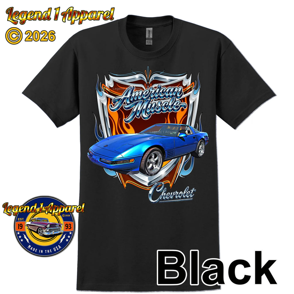 1992 Chevrolet Corvette C4 American Muscle T-Shirt – 92 Chevy Classic Car Graphic Tee