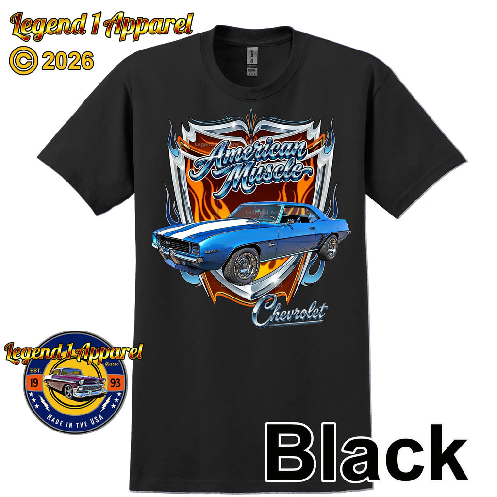 1969 Chevrolet Camaro American Muscle T-Shirt – 69 Chevy Classic Car Graphic Tee