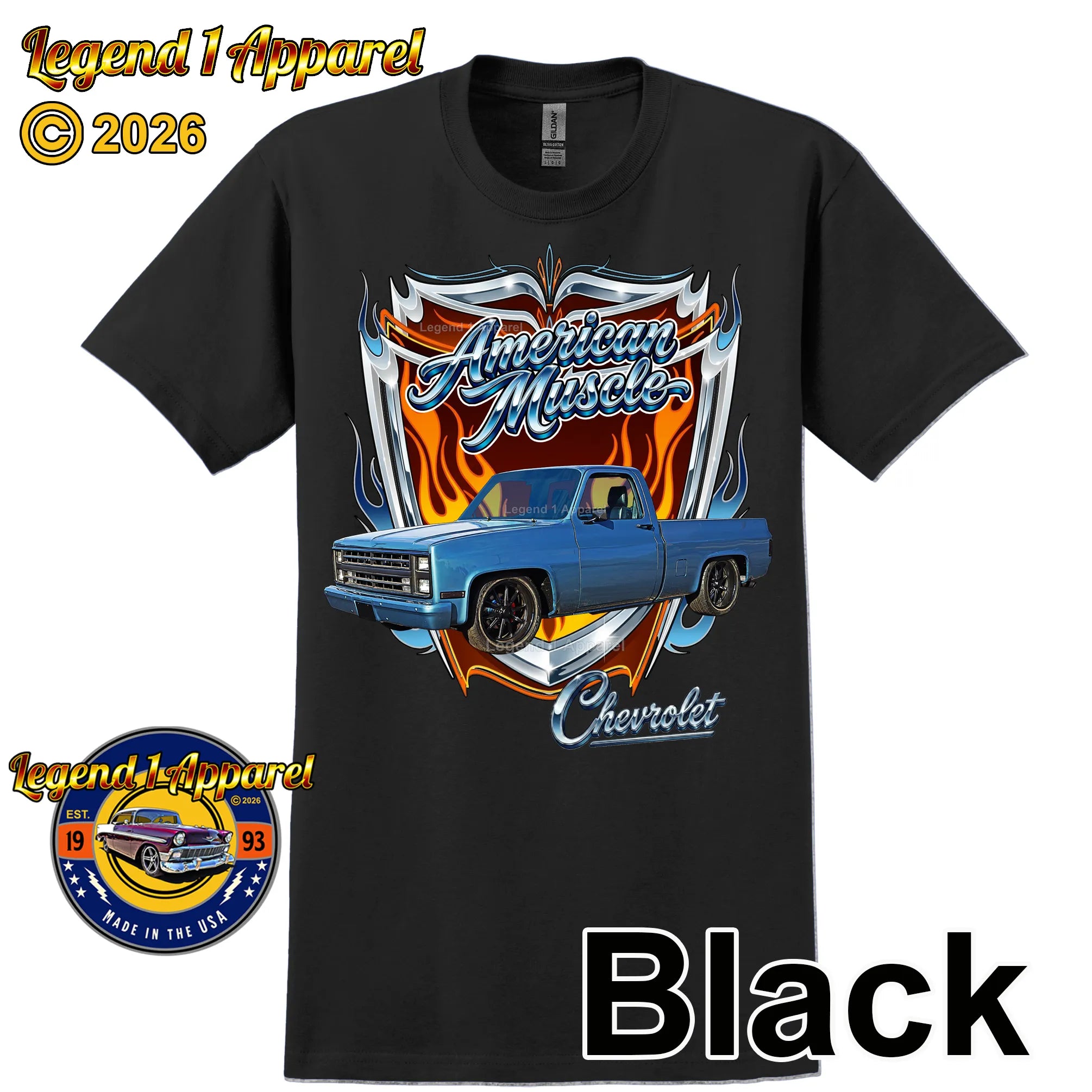 1986 Chevrolet Truck American Muscle T-Shirt – 86 Chevy C10 Classic Pick Up Graphic Tee