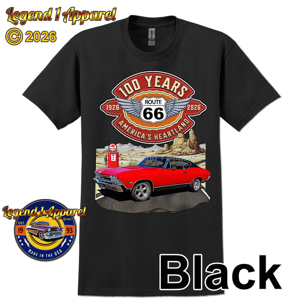 1968 Chevrolet Chevelle SS Classic Car Graphic Tee – Route 66 100 Years T-Shirt