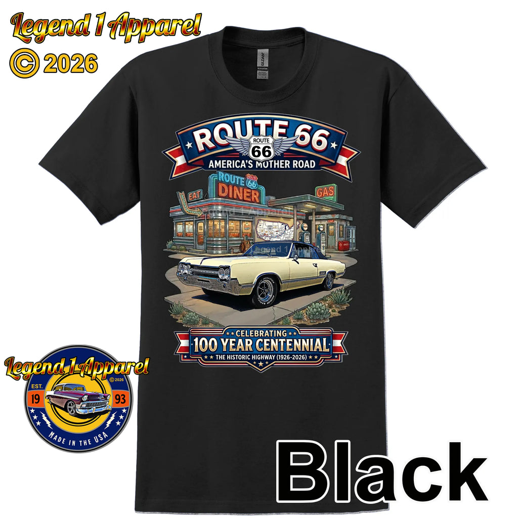 1965 Oldsmobile Cutlass 442 Classic Car Graphic Tee – Route 66 Centennial T-Shirt