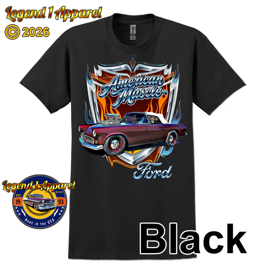 1955 Ford Thunderbird American Muscle T-Shirt –55 Ford Classic Car Graphic Tee