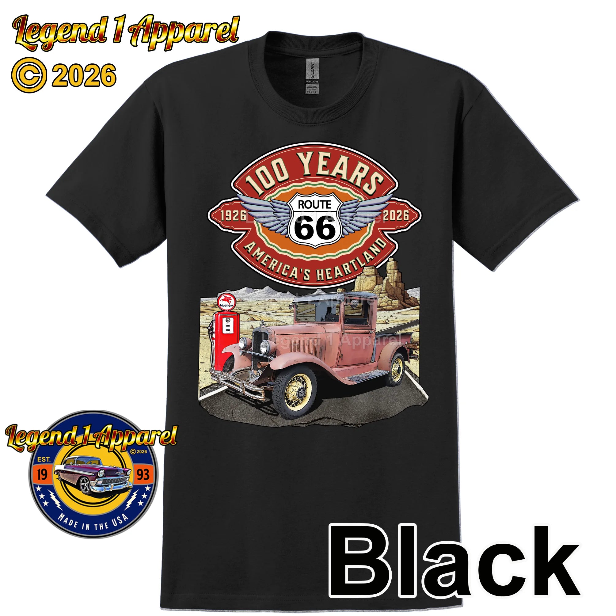 1932 Chevrolet Pick up Truck Classic Truck Graphic Tee – Route 66 100 Years T-Shirt