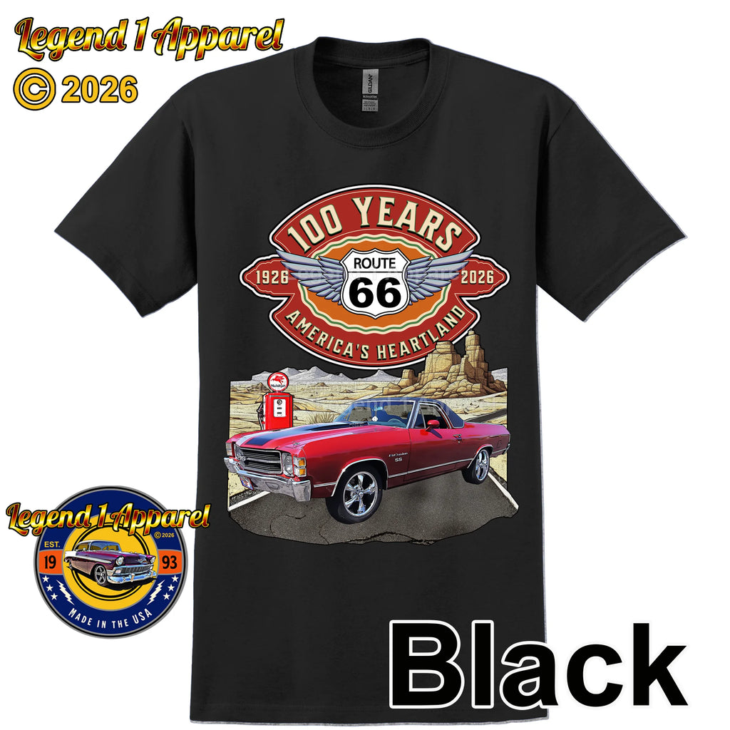 1971 Chevrolet El Camino Classic Truck Graphic Tee – Route 66 100 Years T-Shirt (Copy)