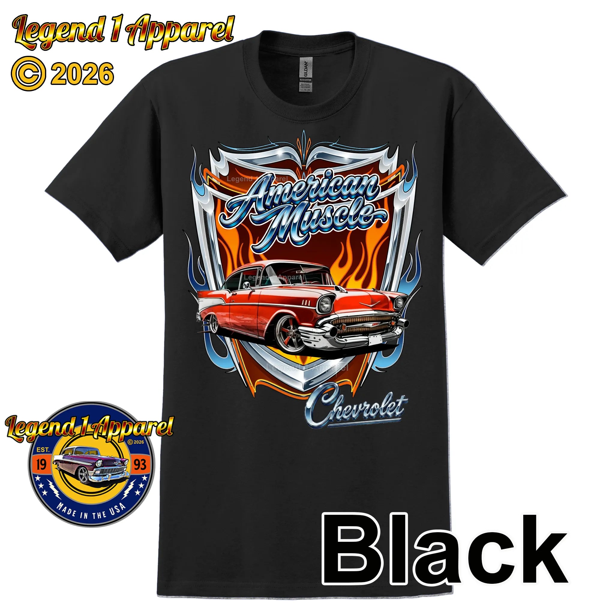 1957 Chevy Bel Air American Muscle T-Shirt – 57 Chevrolet Bel Air Classic Car Graphic Tee
