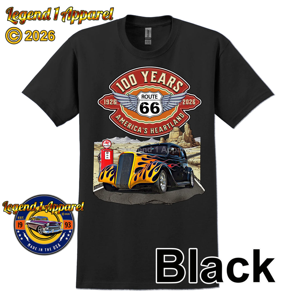 1937 Chevrolet Coupe Classic Car Graphic Tee – Route 66 100 Years T-Shirt