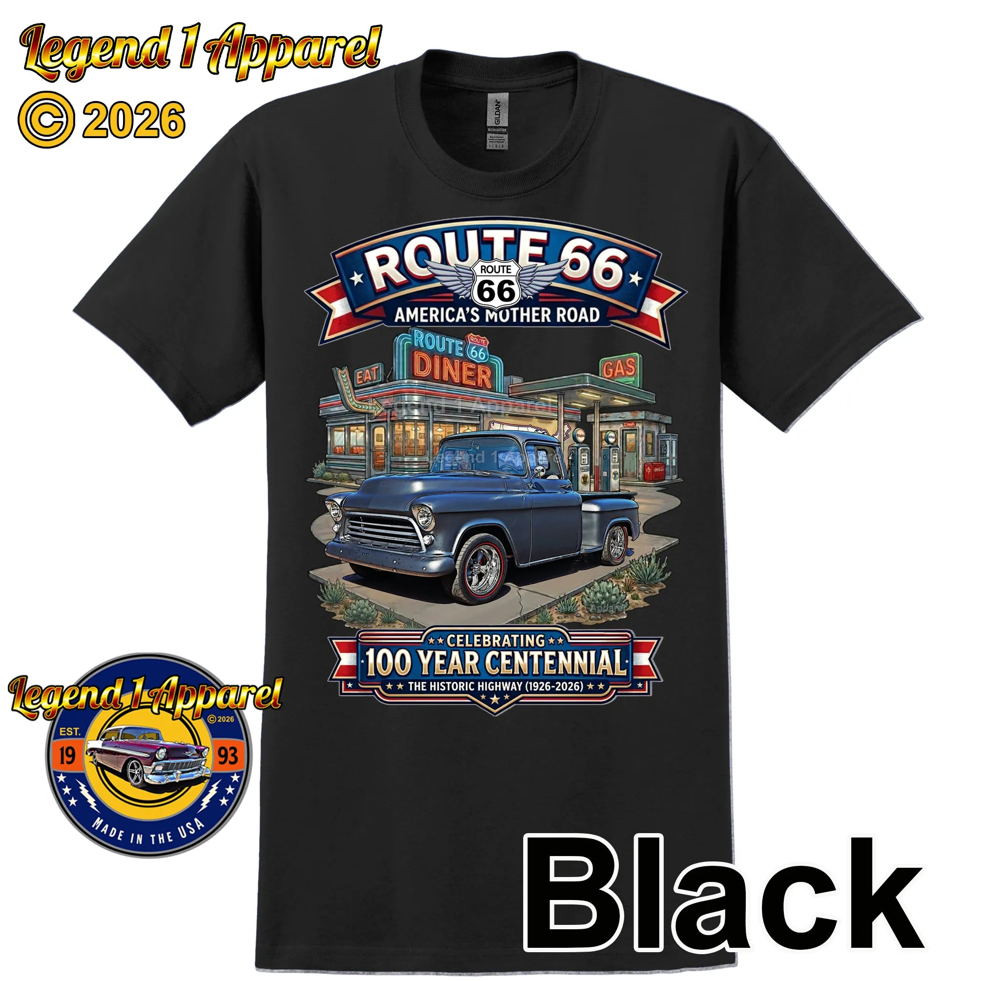 1955 Chevrolet Pick up Classic Truck Graphic Tee – Route 66 Centennial T-Shirt