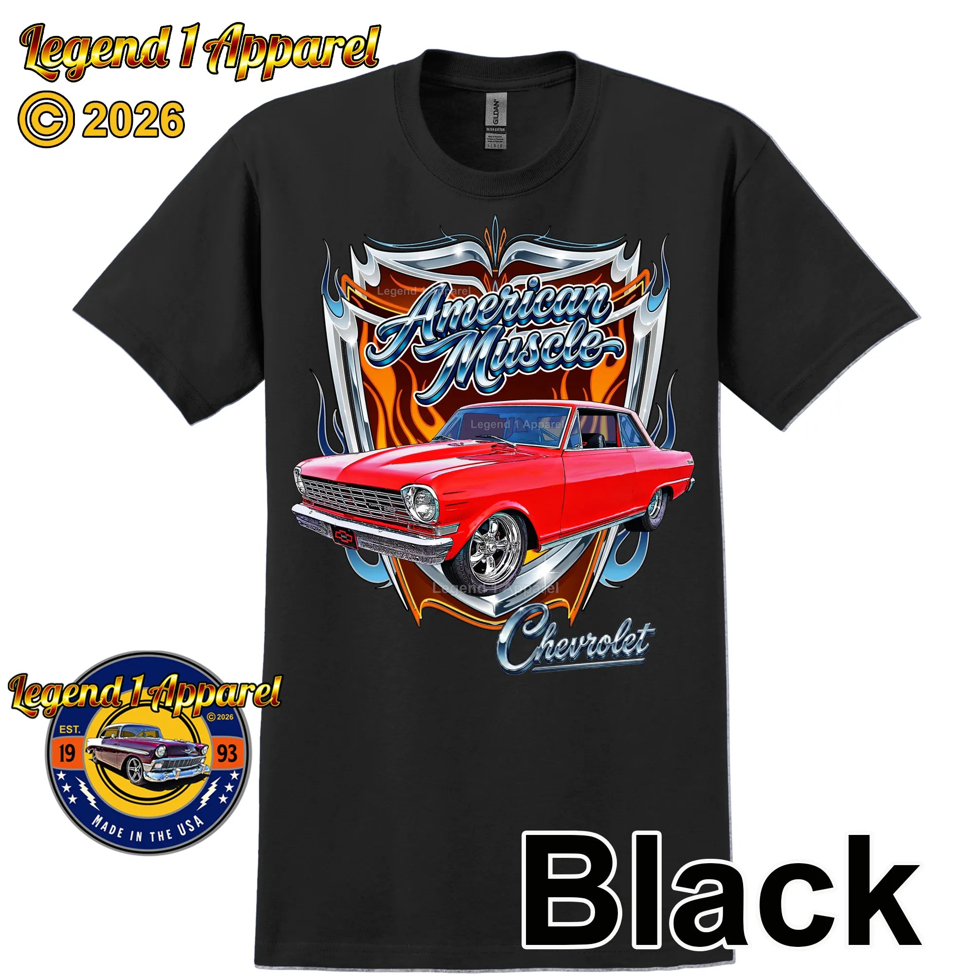 1964 Chevrolet Nova SS American Muscle T-Shirt – 64 Chevy Classic Car Graphic Tee