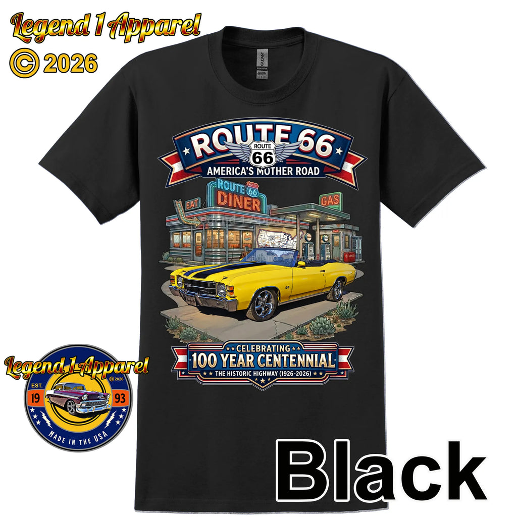 1971 Chevrolet Chevelle SS Classic Car Graphic Tee – Route 66 Centennial T-Shirt