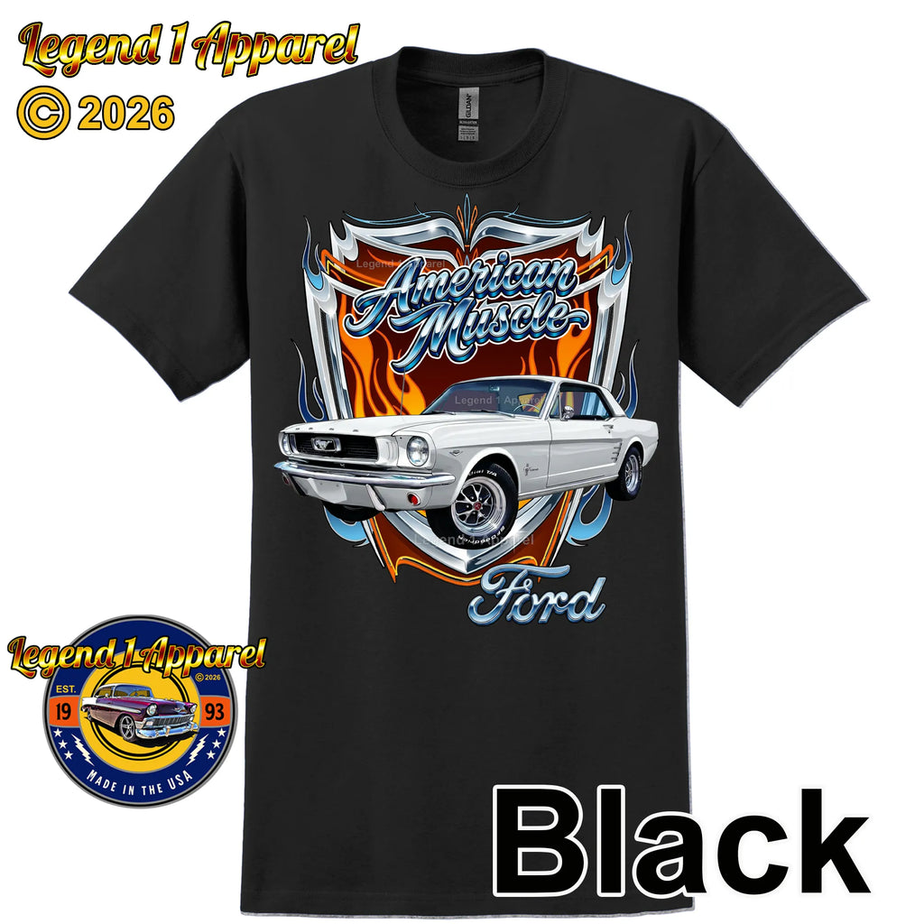 1966 Ford Mustang Hardtop Car Graphic Tee – American Muscle T-Shirt
