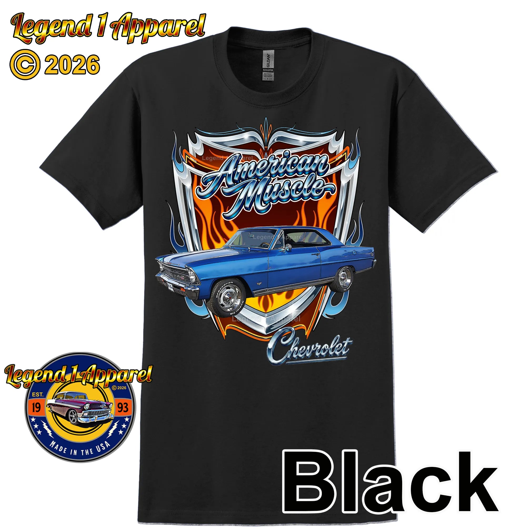 1967 Chevrolet Nova SS American Muscle T-Shirt – 67 Chevy Classic Car Graphic Tee