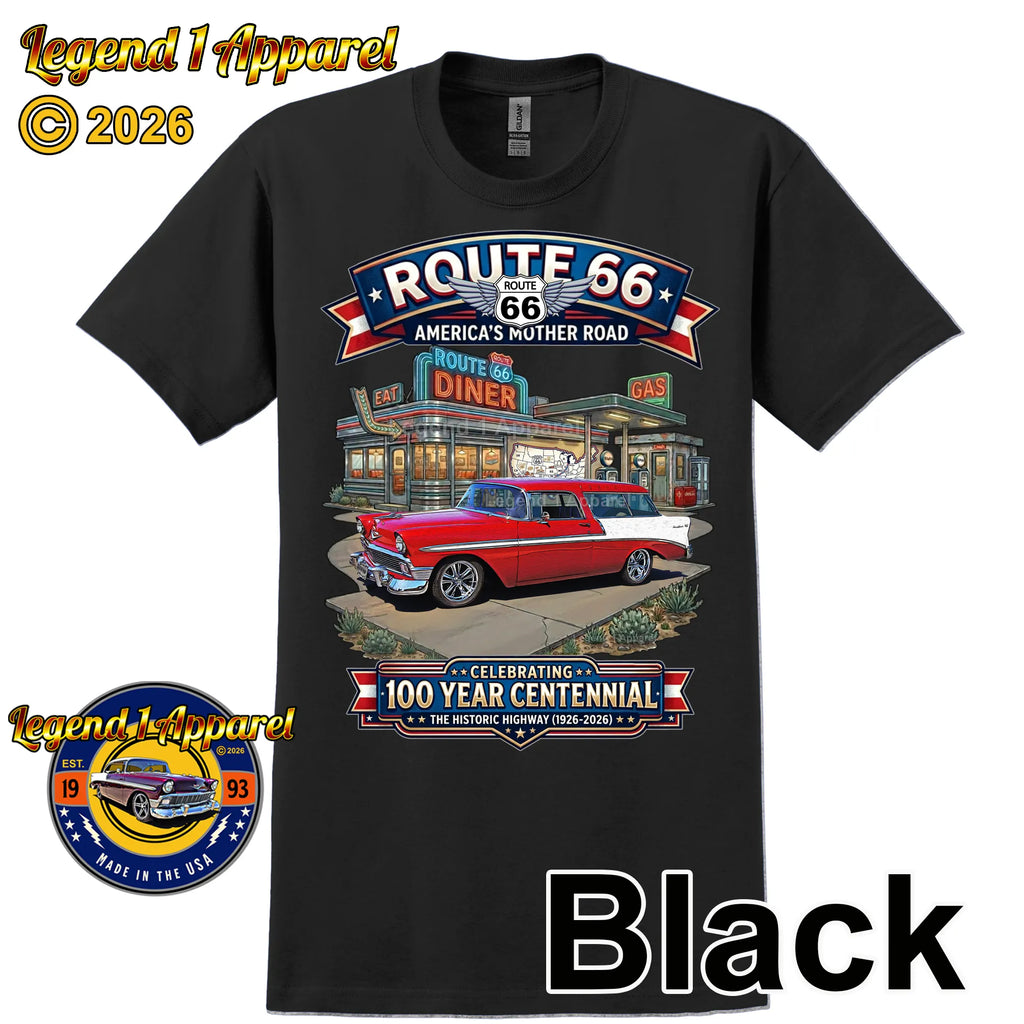 1956 Chevrolet Nomad Bel Air Classic Car Graphic Tee – Route 66 Centennial T-Shirt