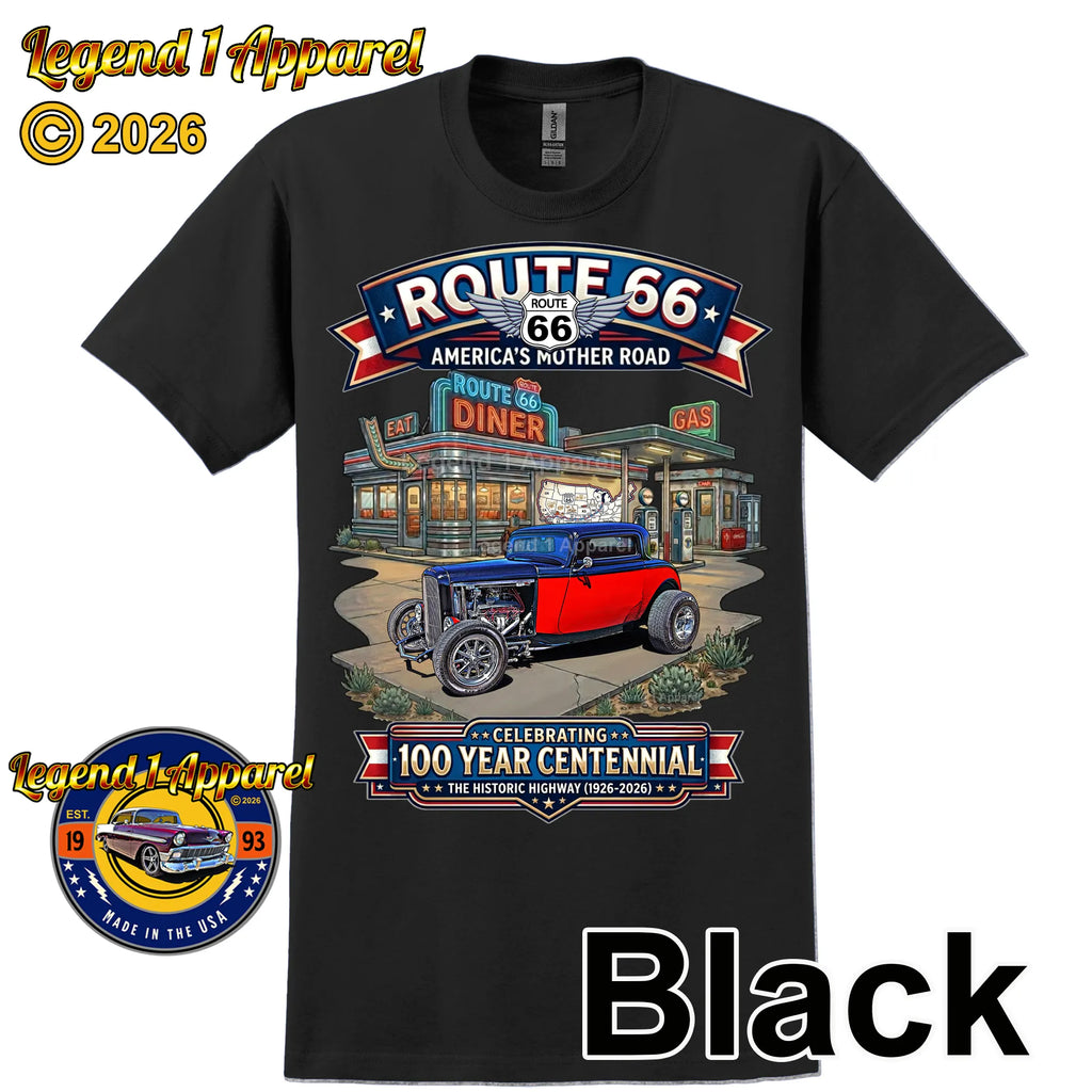1932 Ford Deuce Coupe Classic Car Graphic Tee – Route 66 Centennial T-Shirt