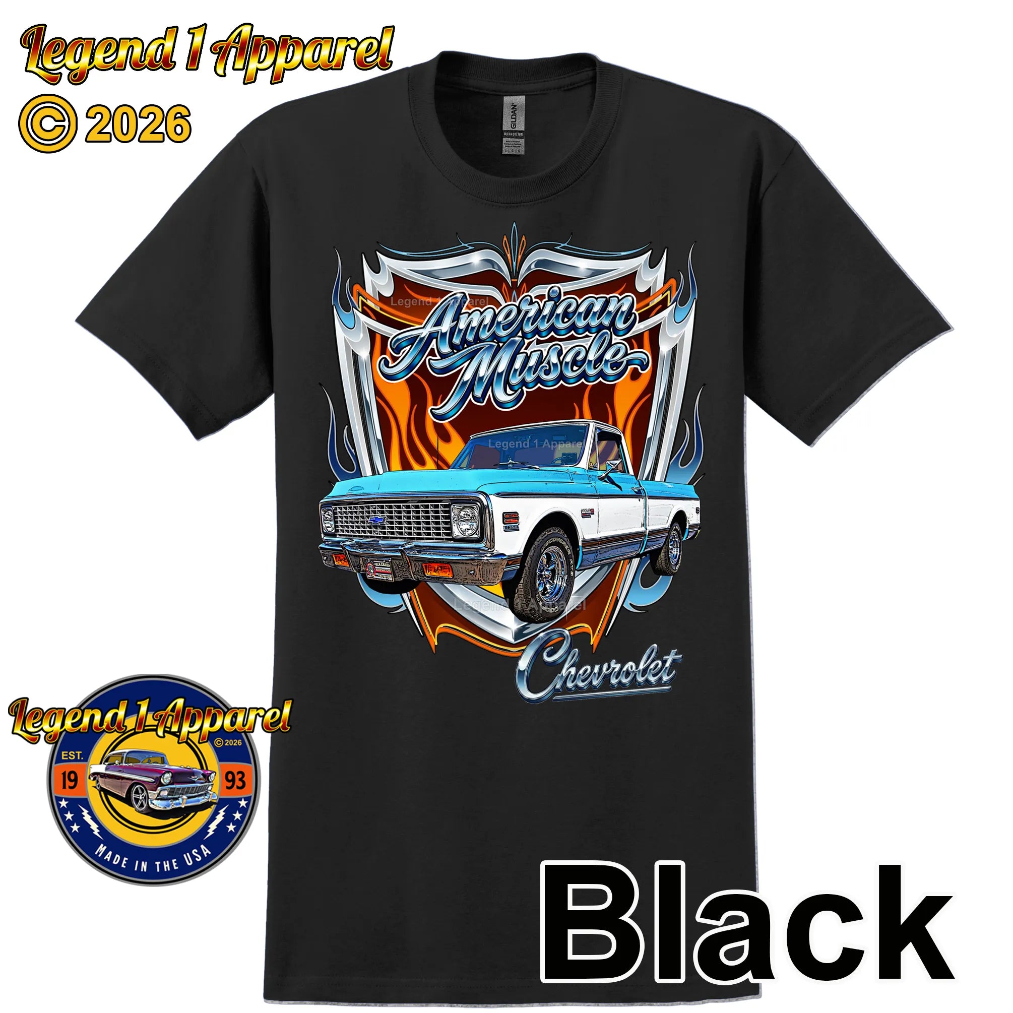 1972 Chevrolet Truck American Muscle T-Shirt – 72 Chevy C10 Classic Pick Up Graphic Tee
