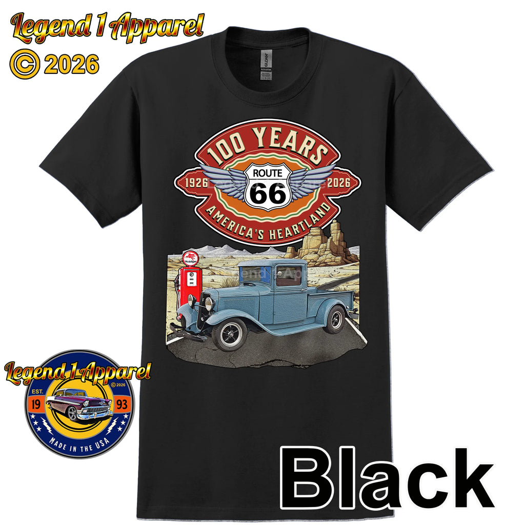 1933 Ford Pick Up Classic Truck Graphic Tee – Route 66 100 Years T-Shirt