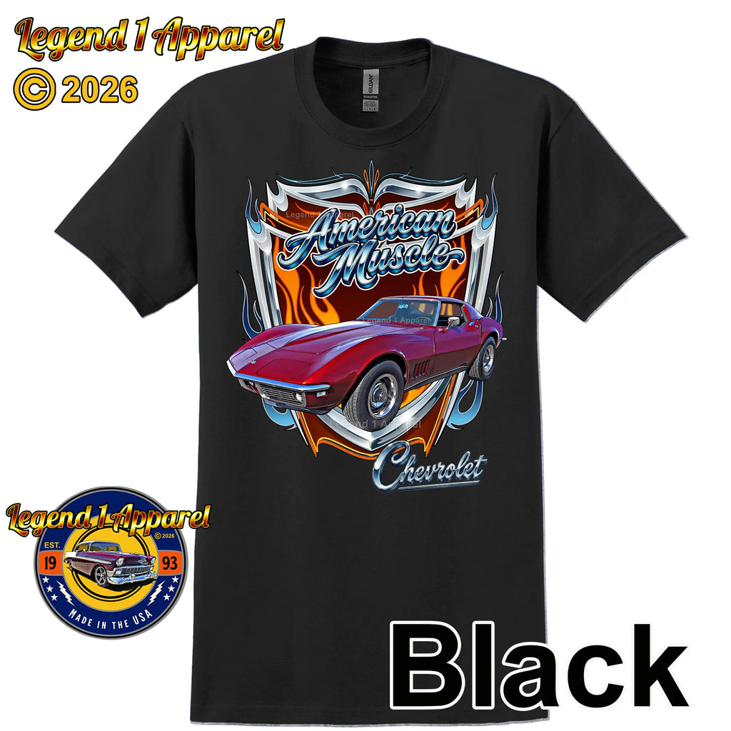 1969 Chevrolet Corvette C3 American Muscle T-Shirt – 69 Chevy Classic Car Graphic Tee