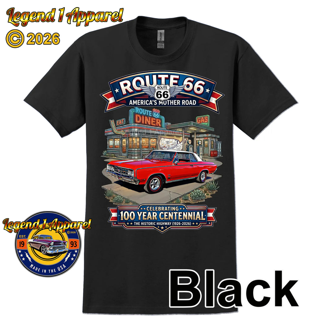 1964 Oldsmobile Cutlass 442 Classic Car Graphic Tee – Route 66 Centennial T-Shirt