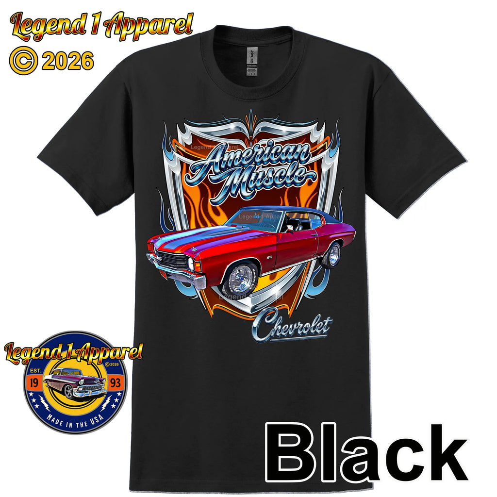 1972 Chevrolet Chevelle SS American Muscle T-Shirt – 72 Chevy Classic Car Graphic Tee