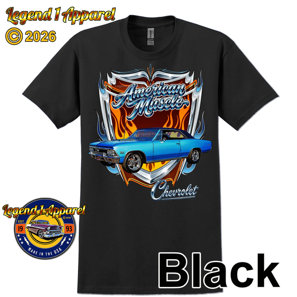 1966 Chevrolet Chevelle SS American Muscle T-Shirt – 66 Chevy Classic Car Graphic Tee