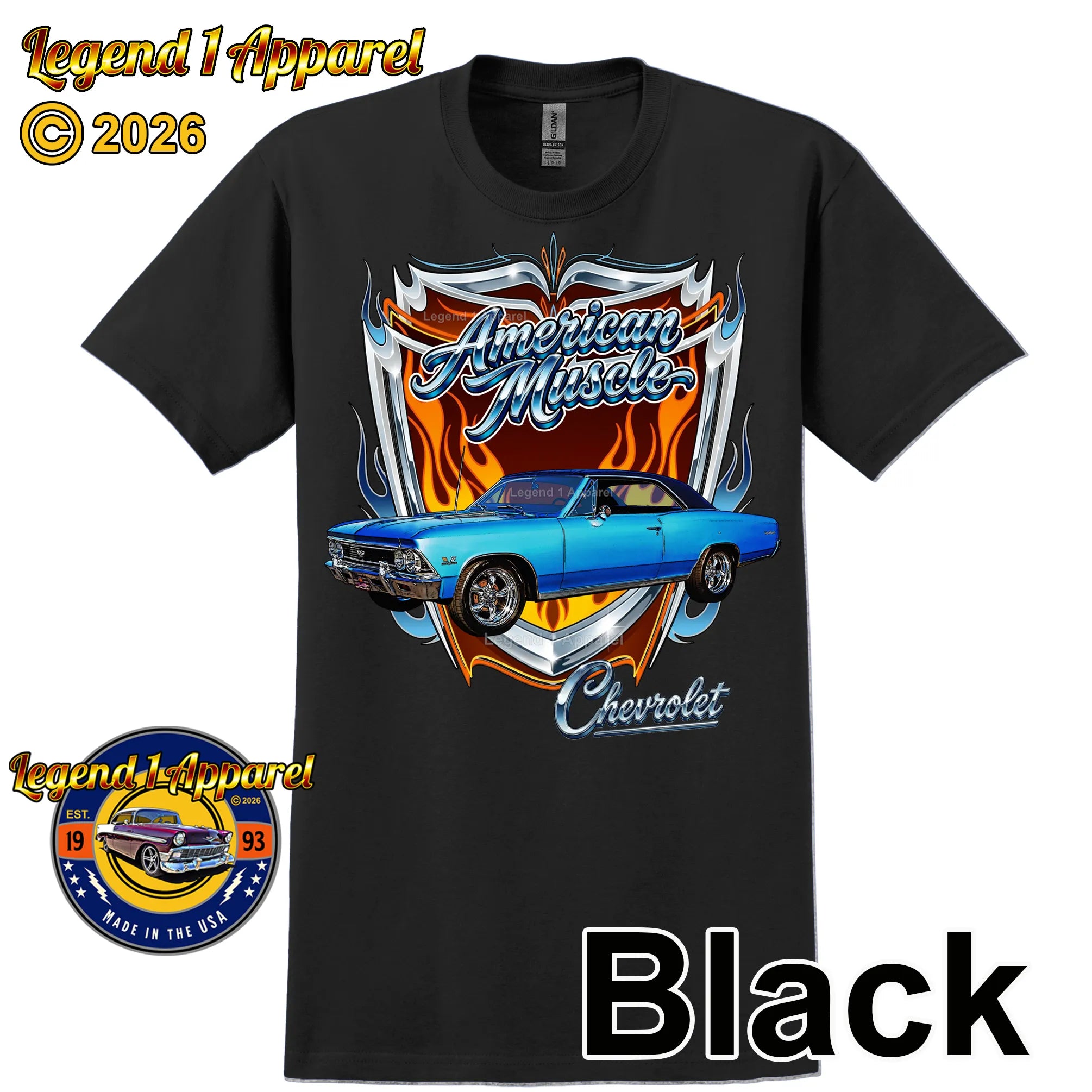 1966 Chevrolet Chevelle SS American Muscle T-Shirt – 66 Chevy Classic Car Graphic Tee