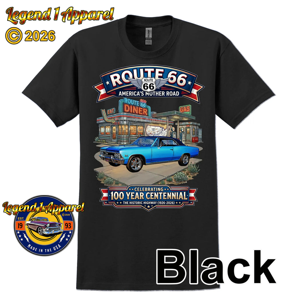 1966 Chevrolet Chevelle SS Classic Car Graphic Tee – Route 66 Centennial T-Shirt
