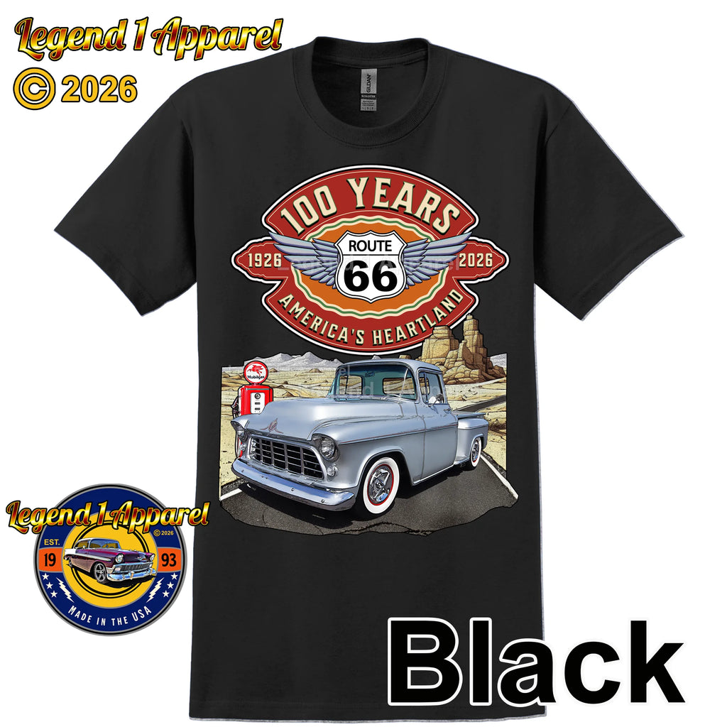 1955 Chevrolet Pick up Classic Truck Graphic Tee – Route 66 100 Years T-Shirt