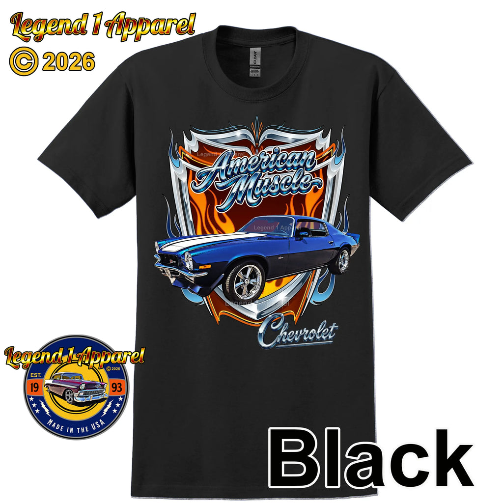 1973 Chevrolet Camaro American Muscle T-Shirt – 73 Chevy Classic Car Graphic Tee